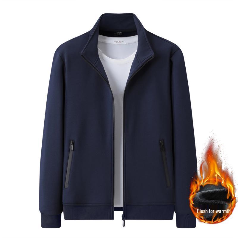 Men's Thickened Velvet Cotton Casual Suit: Middle-aged Father's Two-piece Sports Jacket and Pants Set