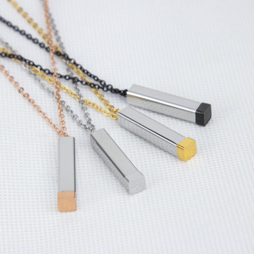 Stainless Steel 3D Bar Pendant Clavicle Chain