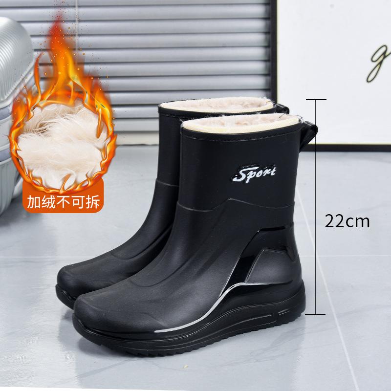 

High Quality Men Rain Boots Mid-calf Waterproof Work Boot Spring Fall Fishing Boots Men New Keep Warm Winter Rubber Rain Shoes 44