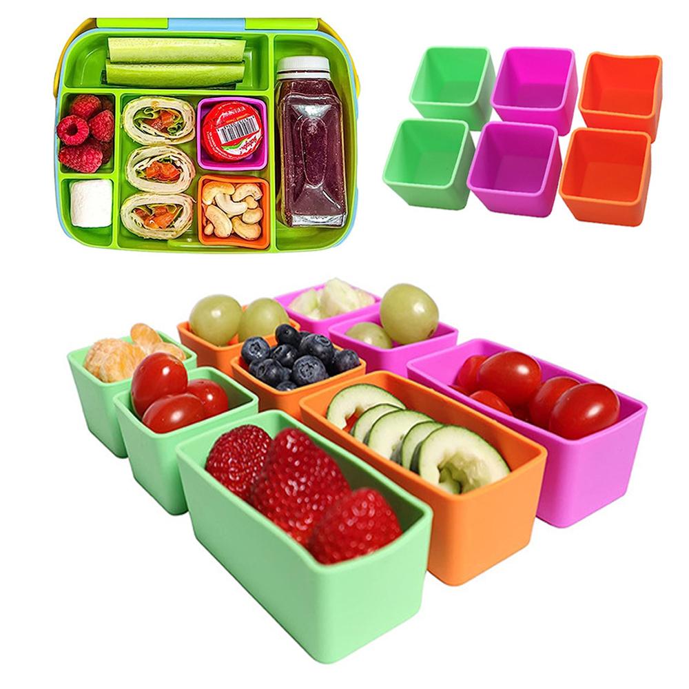 Silicone Lunch Box Microwaveable Household Square Salad Dressing Compartment Artifact Lunch Box for Kids