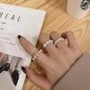 Dongdaemun Irregular Pearl Circle Three-Piece Ring Set for Women