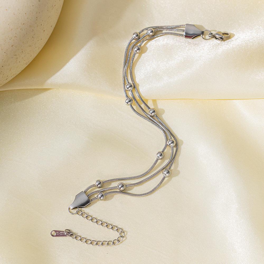 

18-каратный золотой двухслойный браслет с круглыми бусинами, женственный, универсальный и не выцветающий, украшение для рук