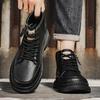 Fashion Casual Shoes for Men Outdoor Leather Board Shoes Comfortable Platform Ankle Short Boots Slip on Male Walking Sneakers