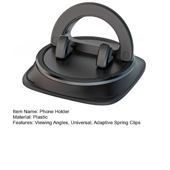 Dashboard Phone Holder 360 Degrees Rotatable Mobile Phone Stand Hands-free Navigation Car Mount with Clip-On Silicone Base