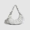 Pleated Lace Polka Dot Dumpling Bag, Drawstring Zipper Crossbody Bag, Commuter Tote Bag Casually
