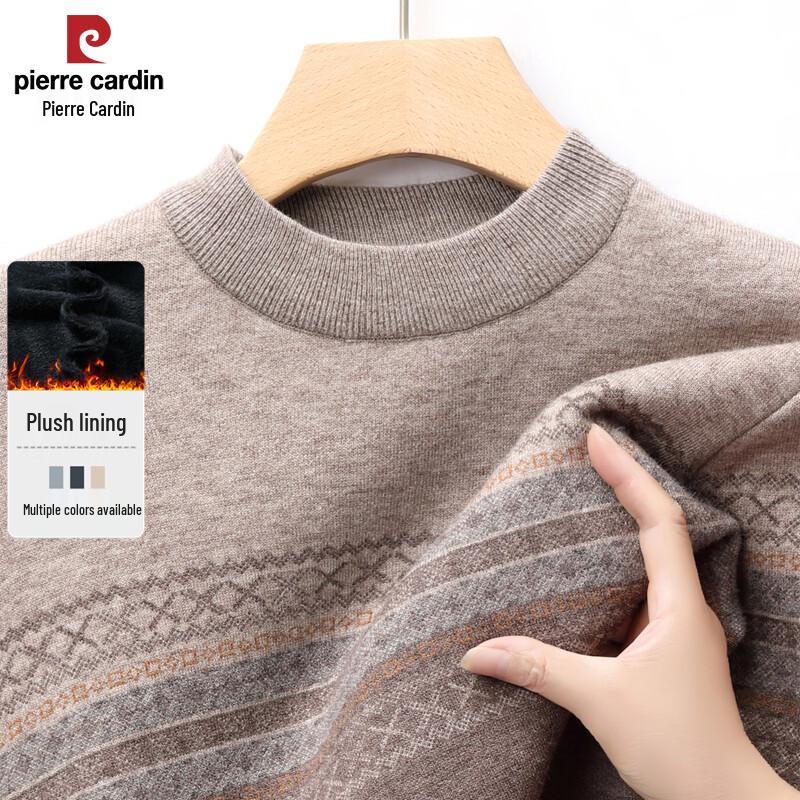 Pierre Cardin Men's Color-block Half-High Collar Warm Sweater