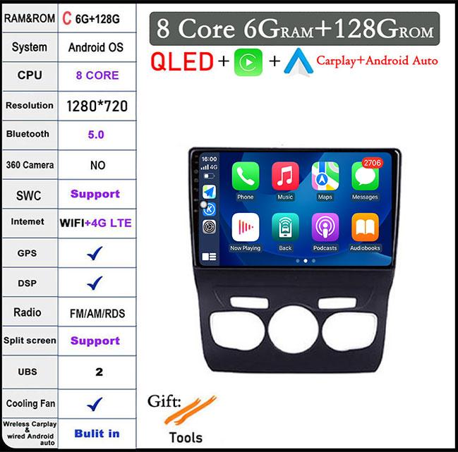 10.1'' Android 14 For Citroen C4 C4L DS4 2013 - 2016 Car Acesssories Navigation GPS Car Radio Multimedia Video Player 4G LTE