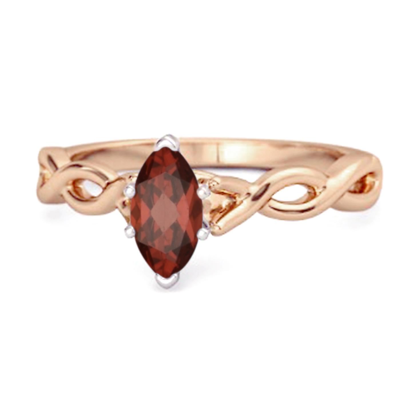 

Garnet Marquise Ring - 925 Sterling Silver Rose Gold Vermeil 11.5 Яскраво-рожевий