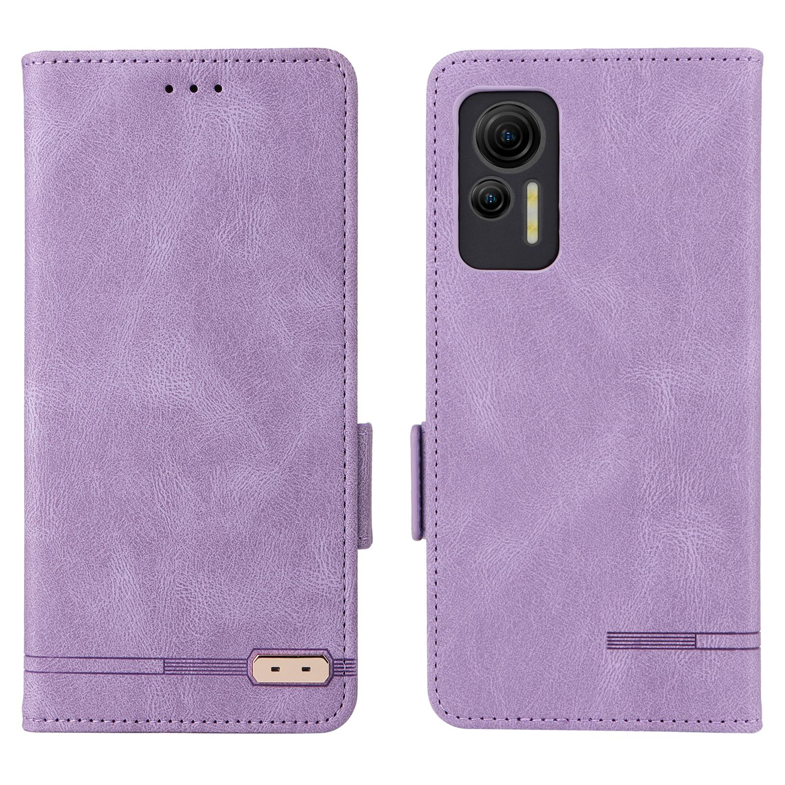 

Anti-drop Phone Cover for Ulefone Note 14,Hardware Decor Dual Magnetic Clasp Wallet Foldable Stand PU Leather Protective Phone Case Purple
