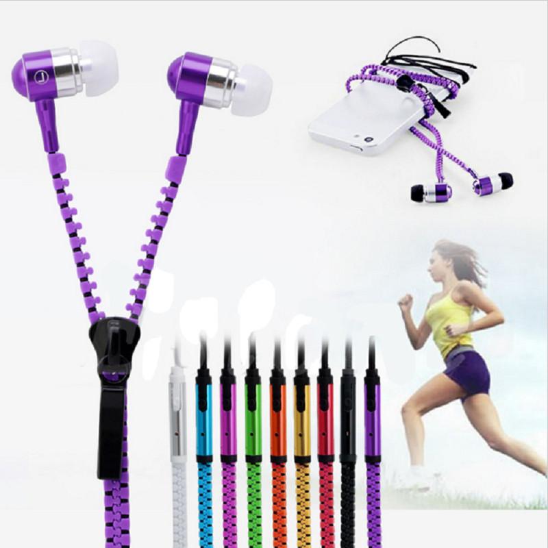 Metal Color Solid Zipper Headphones Line Control Smartphone Use Supplies Music