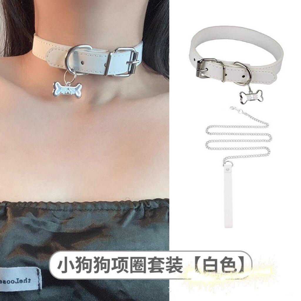 Μαύρο λευκό κόκκαλο σκύλου Y2K Hottie Sweet Cool Δαχτυλίδι λαιμού Choker Αλυσίδα λαιμού γιακά Κολιέ αλυσίδα με κολάρο Γυναικείο Cool