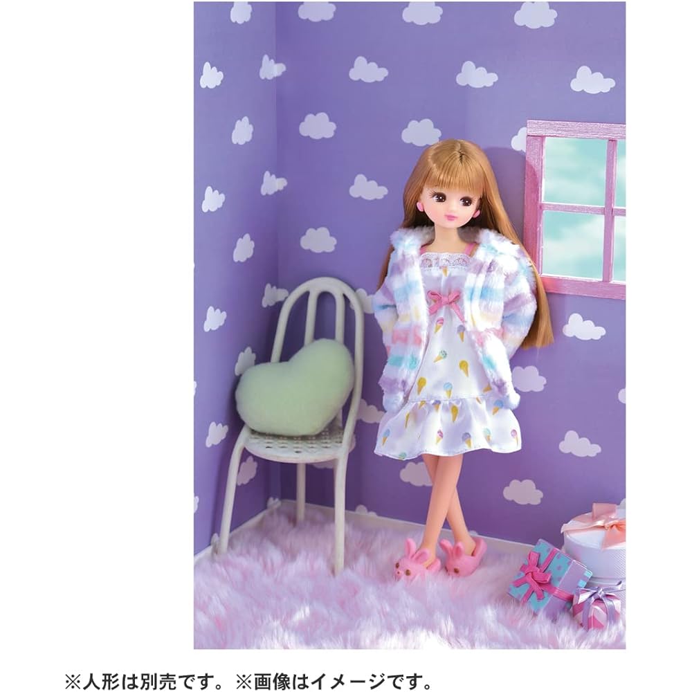 Takara Tomy Licca-chan Dress LW-06 Fluffy Loungewear Outfit Toy for Pretend Play Ages 3 and Up