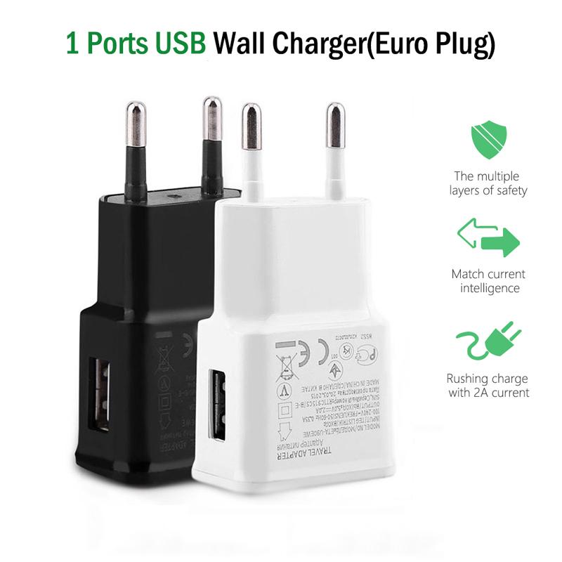 10Pcs 5V 2A USB Charger Travel Wall EU Plug Power Bank For Samsung A12 A32 A52 A72 5G S10 S9 S8 + S7 S6 S5 Mobile Phones Charger