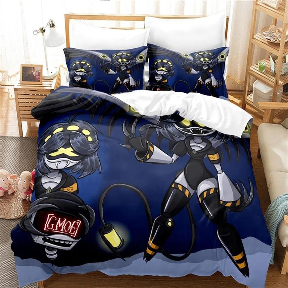 Murder Drones 3D Cartoon Duvet Cover Soft Skin-Friendly Breathable Bedding Set with Zipper for Kids Boys Girls Bedroom Decor