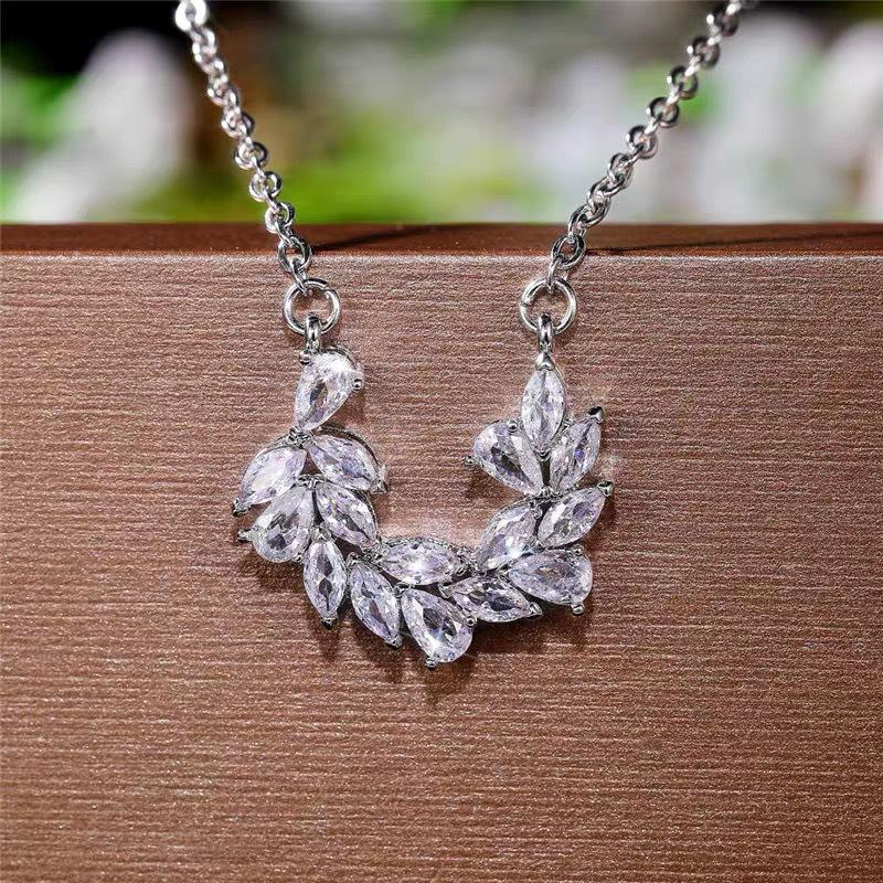Elegant Diamond Marquise Water Drop Necklace: Versatile & Fashionable Collarbone Chain for Women