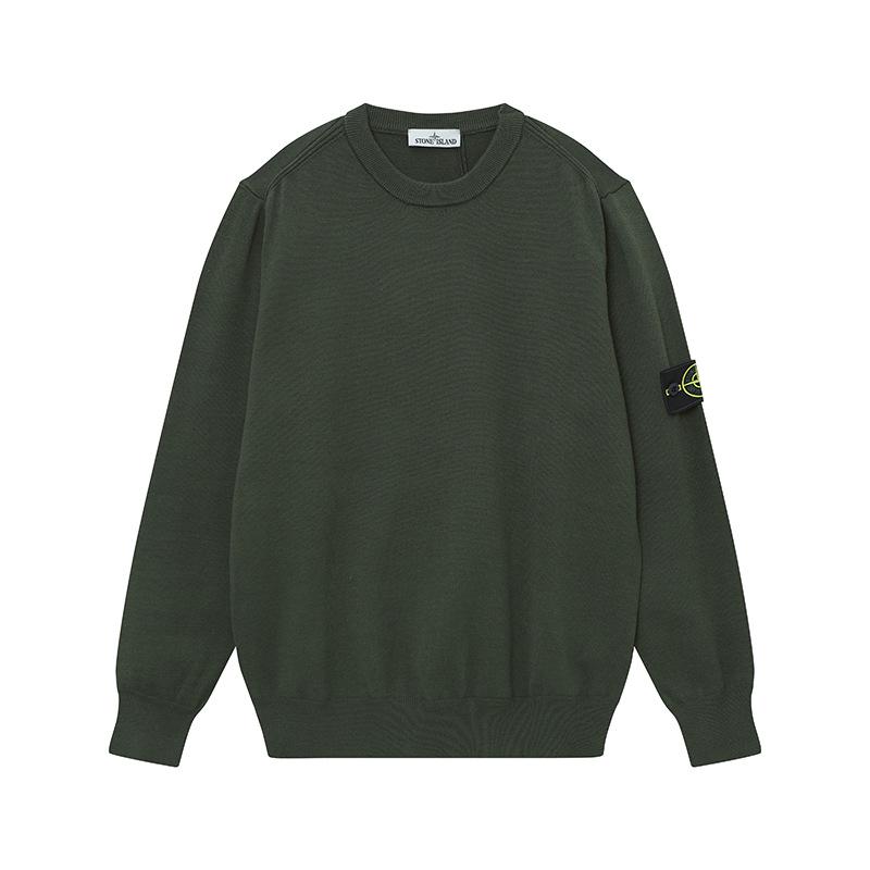 Stone Island Classic Cuff Badge Round Neck Wool Sweater