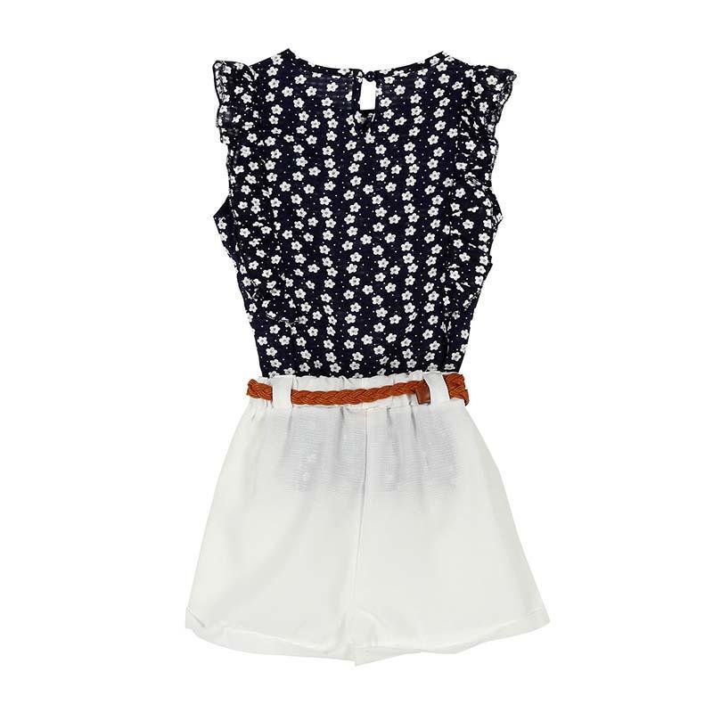 Children Baby Girls Floral Chiffon Polka Dot Sleeveless T-shirt Tops + Shorts Outfits