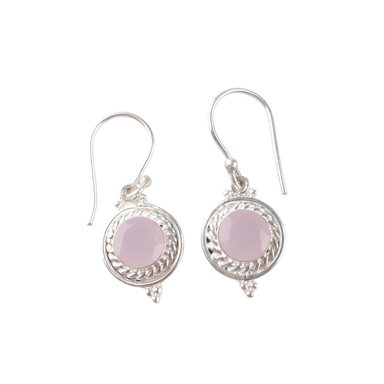 

Rose Chalcedony Gemstone 925 Sterling Silver Jewelry Handcrafted Earrings 1.43 EE-117-20
