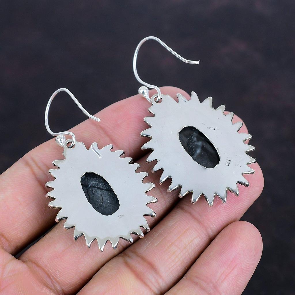 Picasso Jaspis Ohrringe 925 Sterling Silber Ohrringe Handgemacht Natürlicher Edelstein Schmuck Unikat Ohrringe Verlobungsgeschenke Picasso Jaspis Schmuck