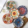 Ceramic Plate Bohemian Plate Home Creative Western Plate Steak Plate Rice Plate Decorative Plate Underglaze Plate