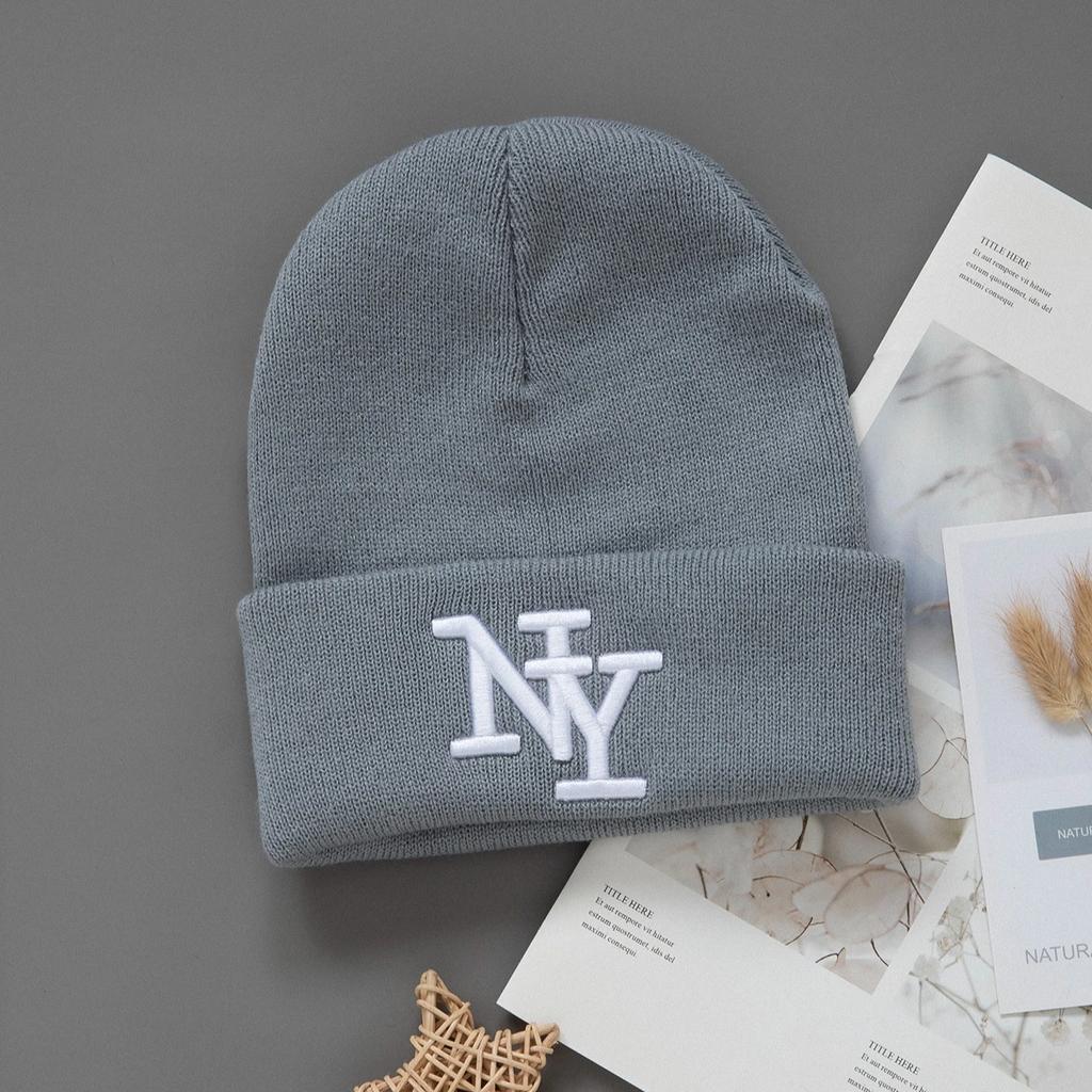 1/2/3pcs Unisex Winter Beanie Hats, Solid Color Knitted Warm Outdoor Caps with Embroidered Hand Washable