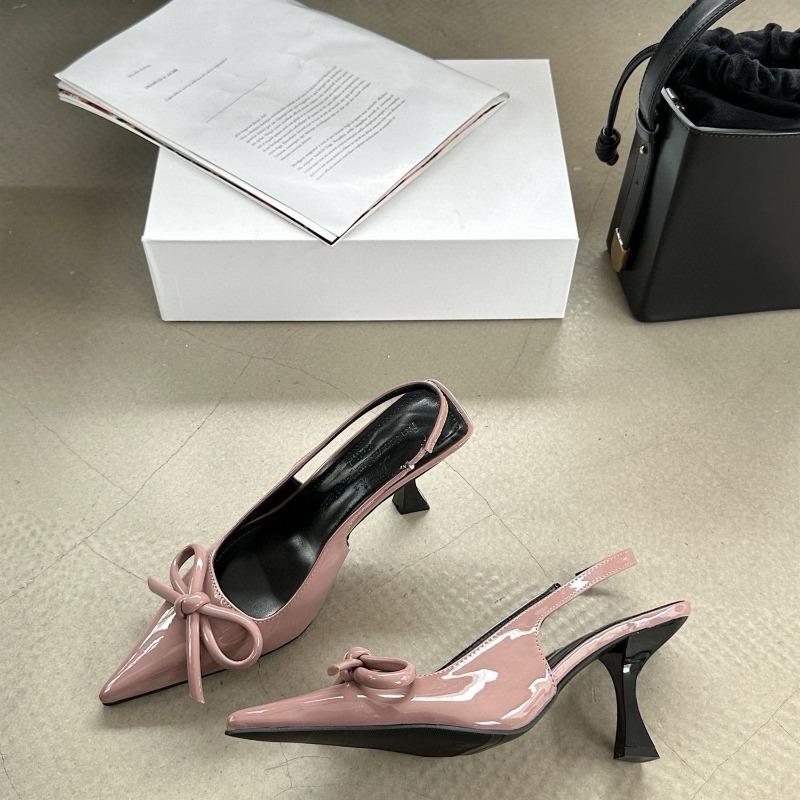 Women's Pointed Tip High Heel Patent Leather Shallow Mouth Baotou Sandalia Trend Elegant Banquet Party Women Pumps Zapatos Mujer