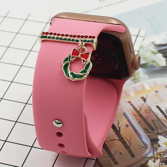 Watch Band Decoration Ring Festive Enamel Colorful Geometric Smooth Decorative Gift Christmas Tree Santa