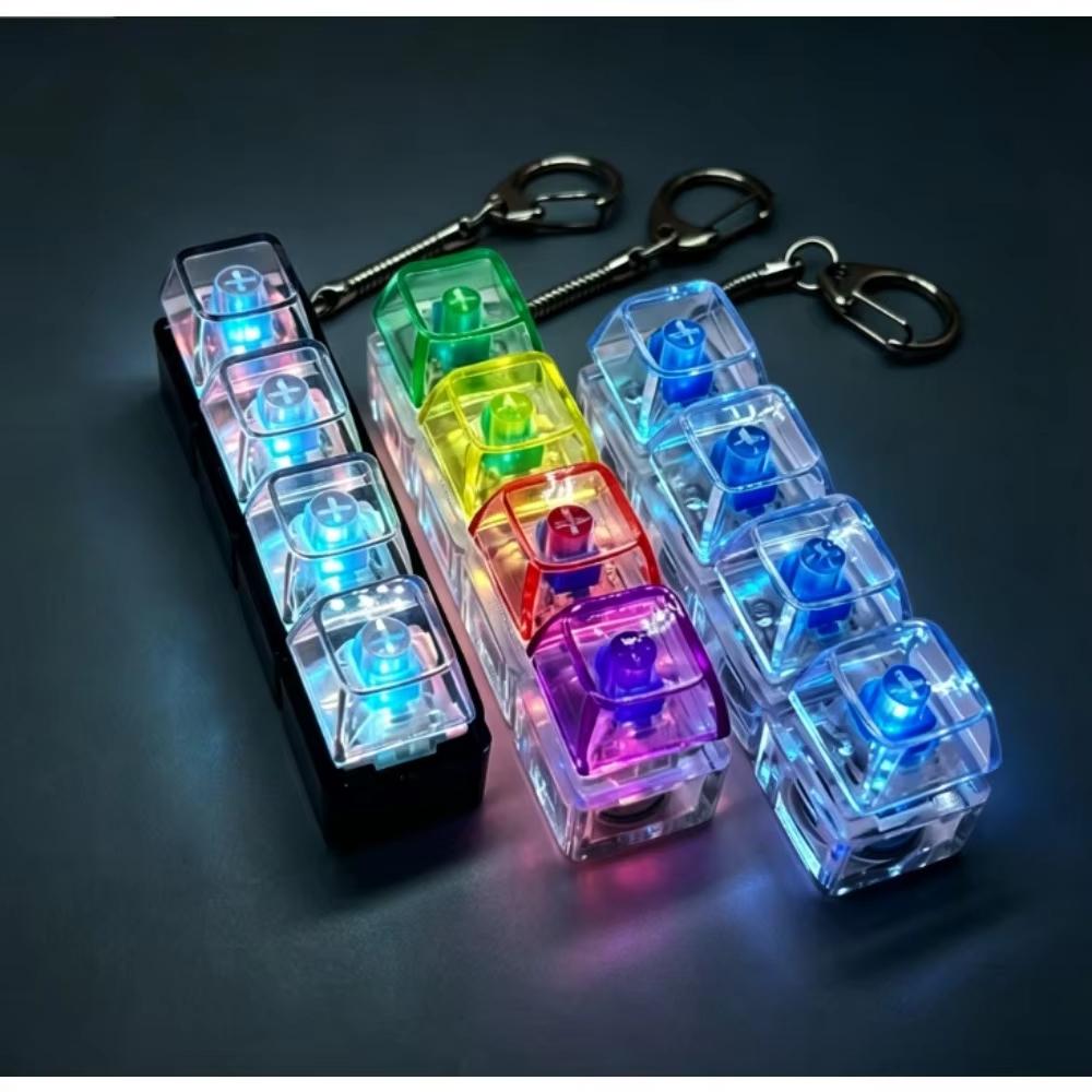 Lighting LED Keyboard Keychain Fidget Toys Clicker Sensory Toy Stress Relief for Keyboard Keychain Fidget Gadget for Adults toy