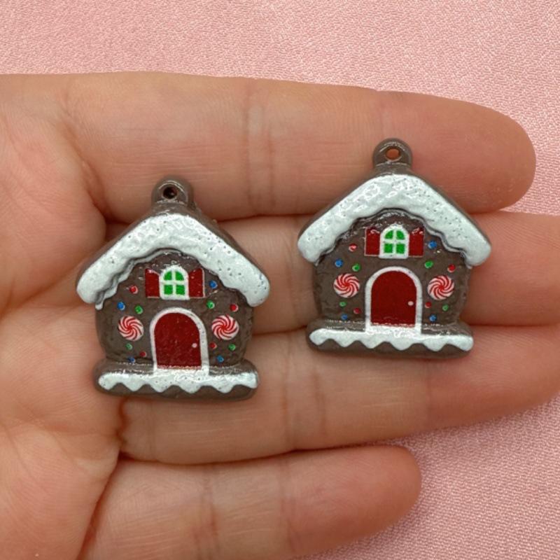 

5pcs Creativity Resin Christmas Pendants DIY Jewelry Making Earrings Bead Necklaces Keychains Jewelry Decoration Accessories 5pcs