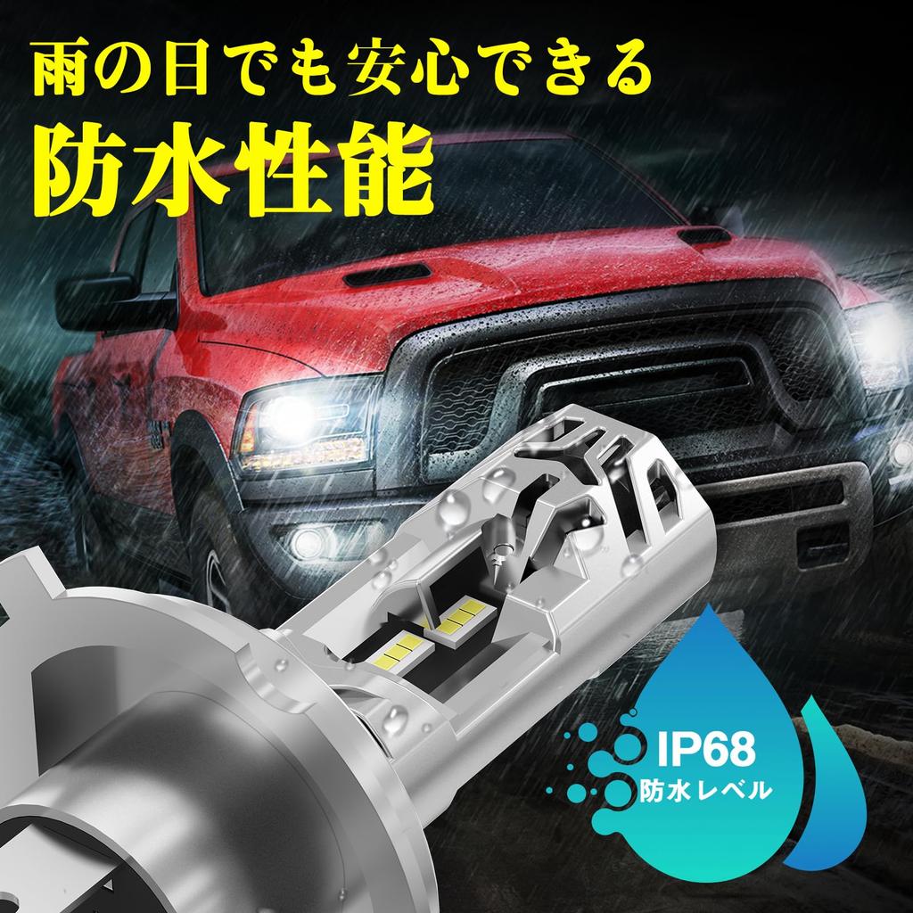 Perrace H4 LED Headlight, Hi/lo Switch, LED H4, 6500k, Car, 30,000 LM Cooling