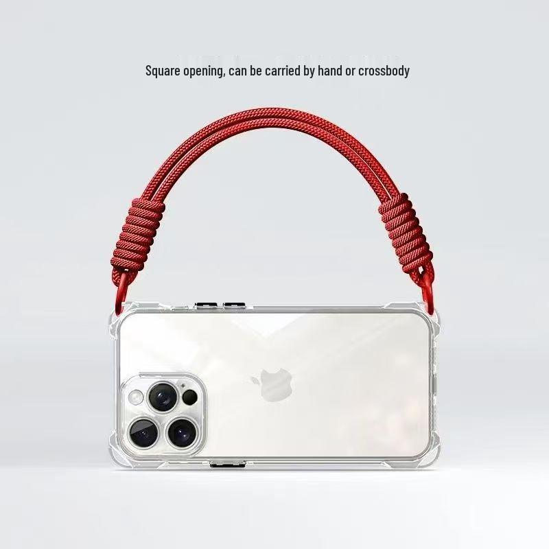 Transparente quadratische Lanyard-Hülle für Apple iPhone 11/13/14/15/16/XR/XS - Vollständige Abdeckung