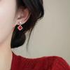 Natural freshwater pearl earrings, red pearl earrings, autumn and winter high-end feeling, New Year earrings