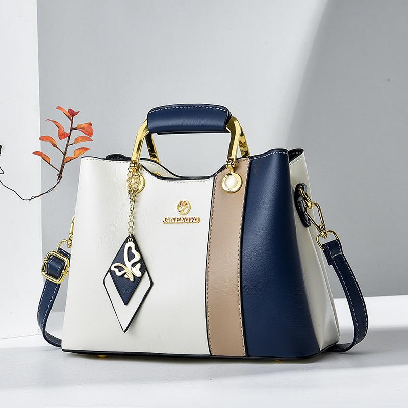 

New Color Blocking Middle-aged Women s Bag Versatile Casual Armpit Bag Temperament Mother Bag Single Shoulder Hand-held Crossbody Bag