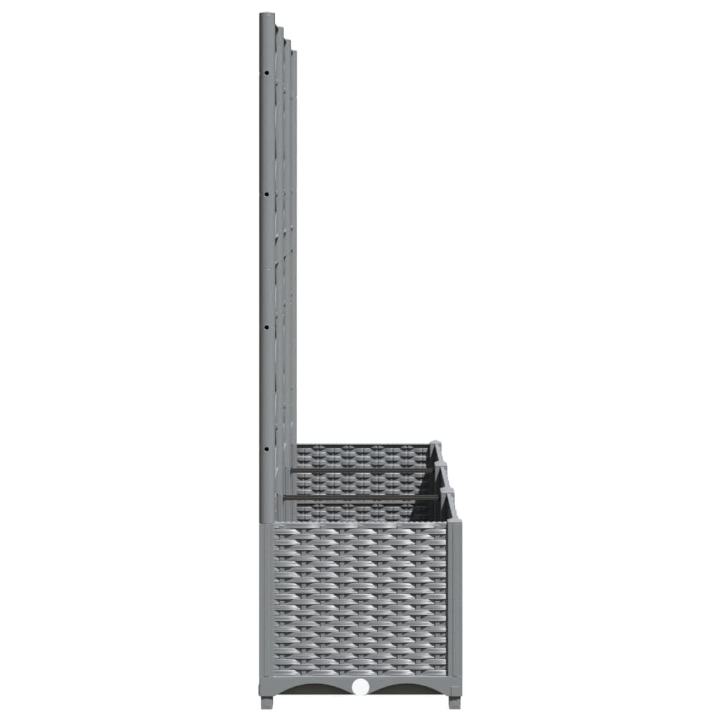 Vidaxl Garden Planter With Trellis, Light Grey, 120X40X136 Cm, Pp