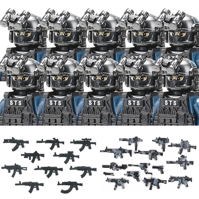 Non-Toxic Military Figures Riot Police Soldier Building Blocks City Commando Special Forces Swat Weapons Vest Bricks Children Toys Gift