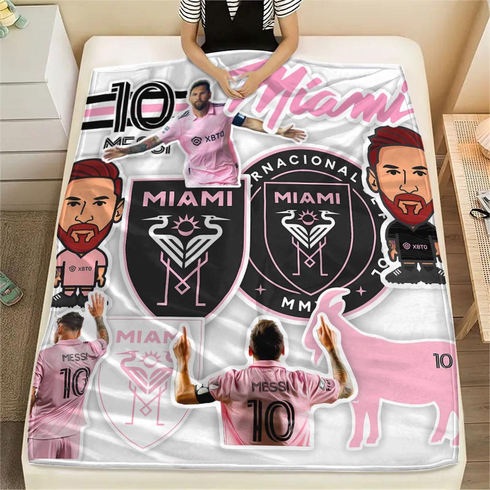 1PC Messi Patterned Flannel Blanket Suitable For All Seasons for Home Decor Warmth and Comfort Gifts Holiday Present