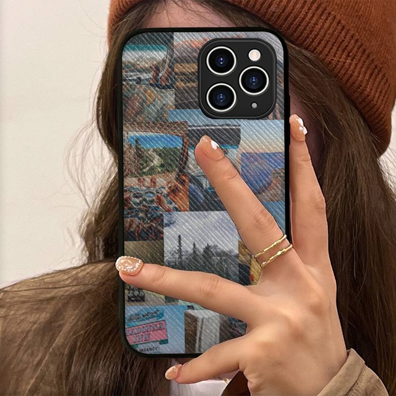 Camping Nature Mountain Phone Case Hard Leather Case for iPhone 11 12 13 Mini Pro Max 8 7 Plus SE 2020 X XR XS Coque