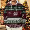 Men's Long Sleeve Hooded Sweatshirt with Christmas Print for Casual Holiday Wear