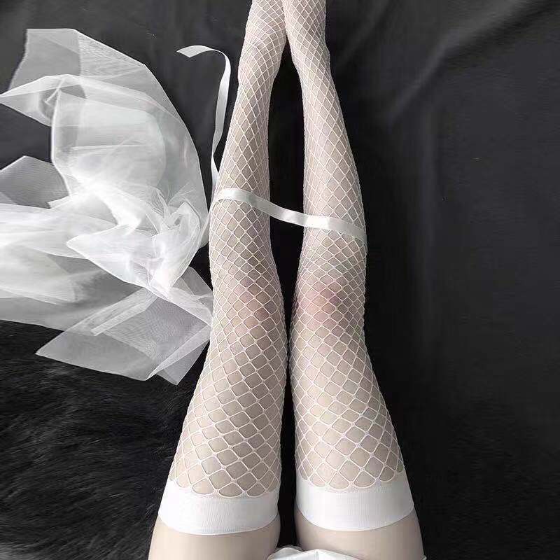 Sex stockings high tube fishing net socks thigh socks hollow mesh large size knee net socks suspenders socks