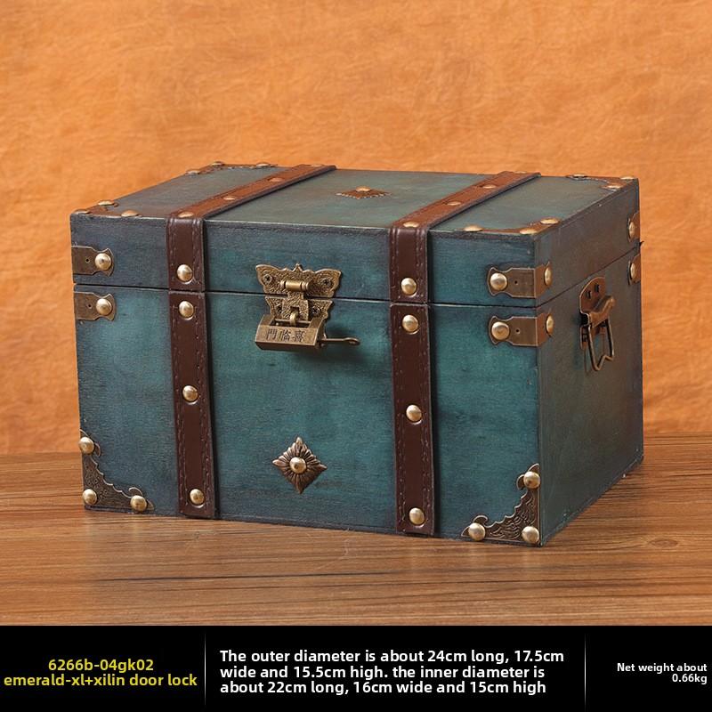 European Retro Wooden Lock Storage Box Home Storage Box Wooden Box Decorative Ornament Secret Room Escape Prop Box