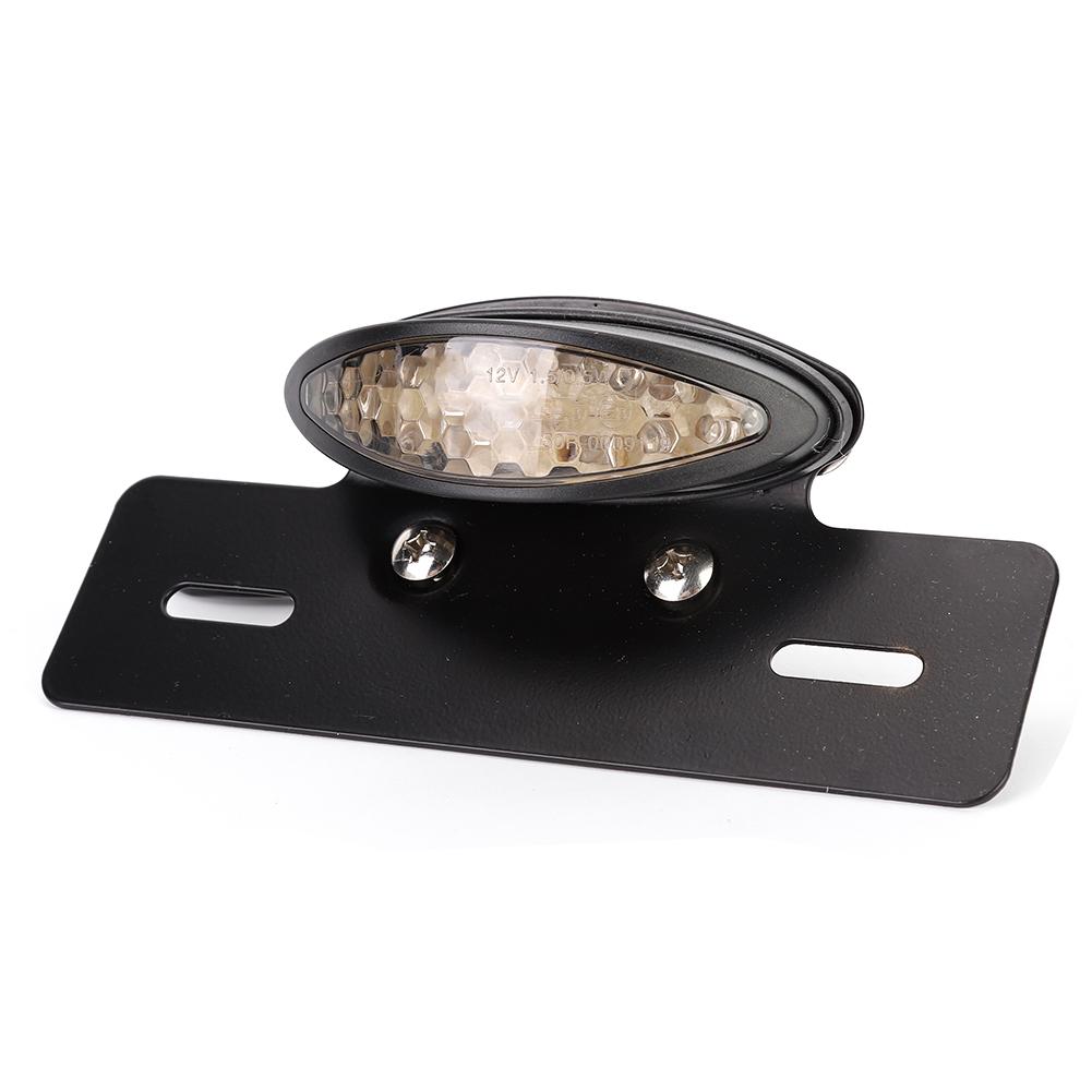 Motorcycle Oval Retro LED Rr Brake Tail Light License Plate Lamp Fit for    less thanbr(Transparent Cover )