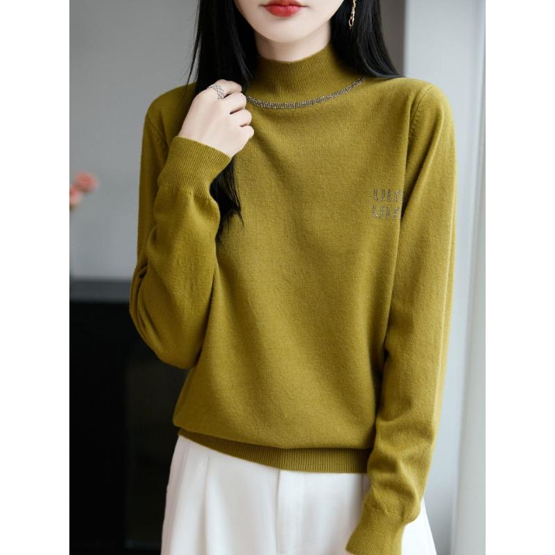 DAFIFY Damenmode, lässig, Herbst/Winter, einfarbig, mit langem Ärmel, halber Rollkragenpullover