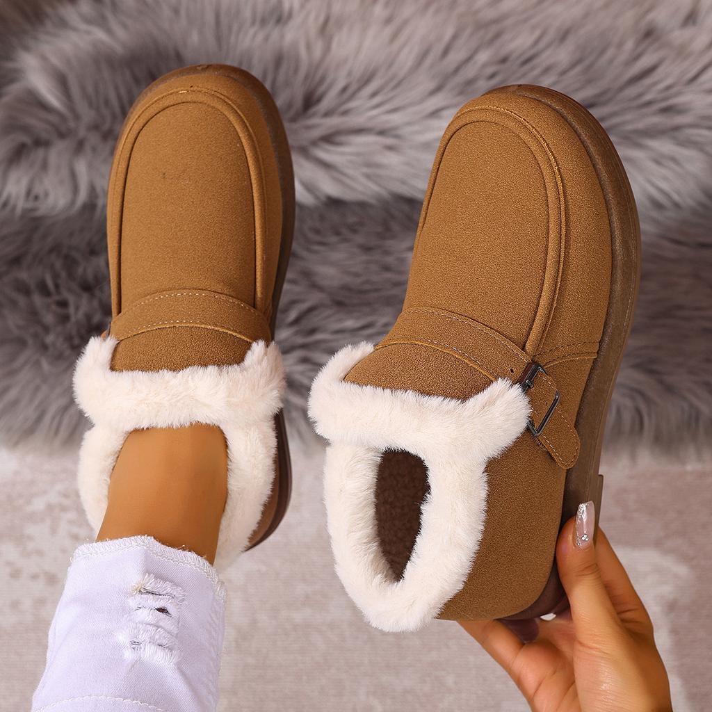 Women's snow boots 2025 winter warm and cold-proof flat-bottomed lazy shoes one pedal casual women's cotton shoes versatile women's shoes