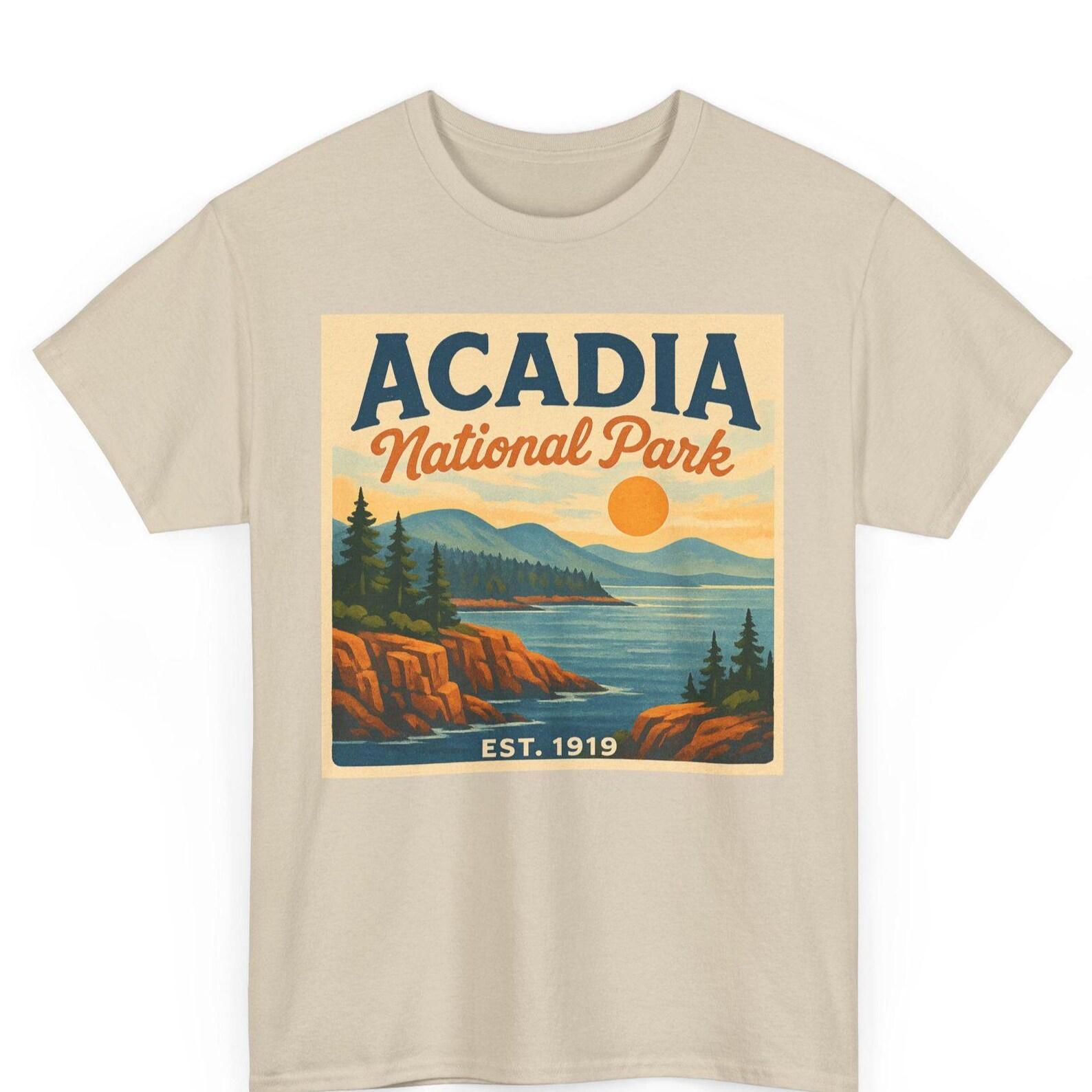Acadia National Park T-Shirt: Retro Coastal Graphic Tee M