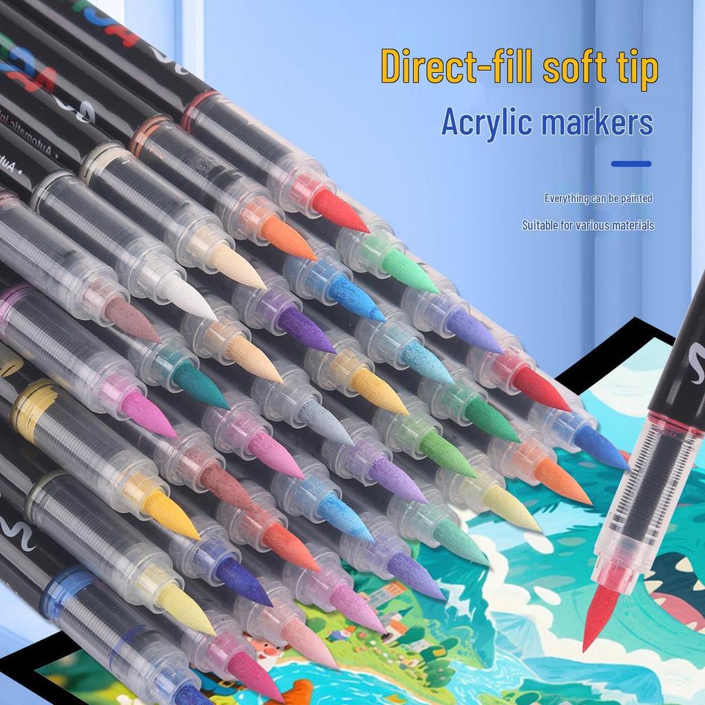 Top-Selling Direct Liquid Soft-Tip Acrylic Marker: Opaque DIY Watercolor Pen with 24 or 36 Colors for Outlining & Hand-Painting.