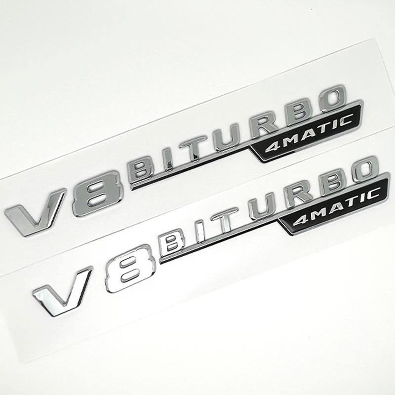 

Car Fender Side Emblem V8 Biturbo 4matic For Mercedes C63S W205 E63S W213 S63 W222 GLC63S X253 GLE63S W167 AMG Accessories V8 4MATIC Silver