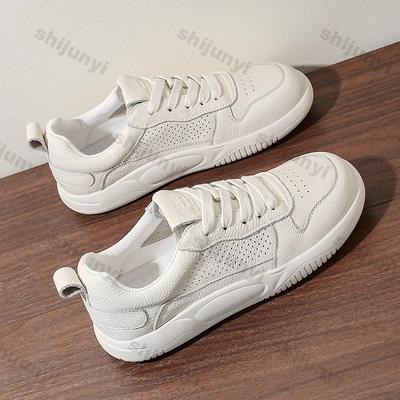 Women's White Sneakers Spring Summer Fashion Breathable Non Slip Casual Shoes Lightweight Comfortable Cross Tied Outdoor Flats