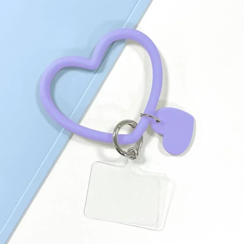 

1Pc Silicone Heart Loop Cell Phone Hand DYM Wrist Strap With Key Chain Holder - Universal Mobile Straps For All Smartphones Polyester Fiber