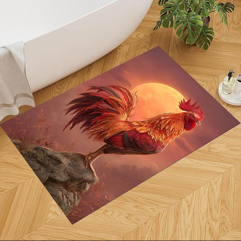

Chickens By The Wooden Fence Non-Slip Home Carpet Design for Office Decor Living Room Gift 40cmx60cm