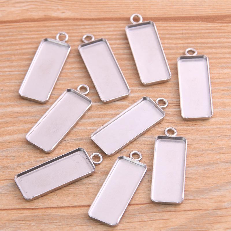10-30mm Stainless Steel Round/Rectangular Gem Base Tray Pendant Connector